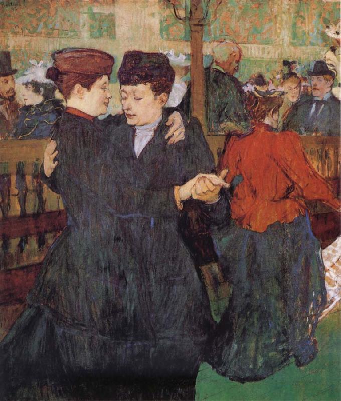 Henri de toulouse-lautrec Two Women Dancing at the Moulin Rouge oil painting image
